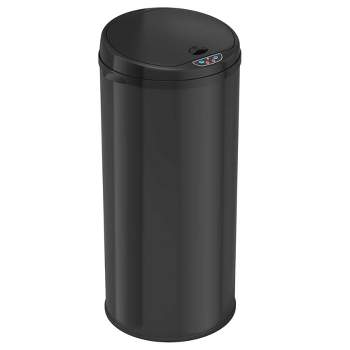 iTouchless Sensor Kitchen Trash Can with AbsorbX Odor Filter Round 13 Gallon Black Stainless Steel