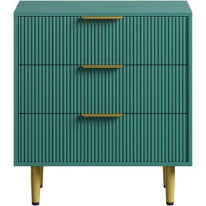 Coucheta 3 Drawer Dresser, Modern Black Fluted Dresser for Bedroom, Wood Chest of Drawers Nightstand with Metal Handles & Legs - 1 of 1