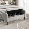 Storage Ottoman Bench, Entryway Shoe Bench, Upholstered End-of-Bed Storage Chest, Storage Stool with Rolled Armrests & Wood Legs for Hallway - 4 of 4
