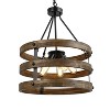 LNC Laius Drum Chandelier, 3-Light Matte Black and Brown Wood, Modern Farmhouse, 15.5-in, 18-in - 4 of 4