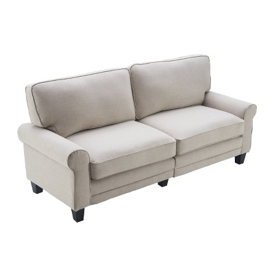 Copenhagen Light Gray 78" Microfiber Sofa with Rounded Arms and Removable Cushions
