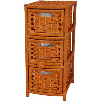Honey-Can-Do Wood and Woven Fabric 3-Drawer Storage Cabinet, White