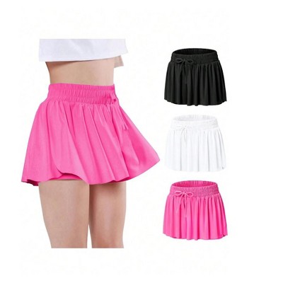 Mocamel 3 Picks Girls Butterfly Shorts Elegant Sport Tennis Cheerleading Skirt Shorts Quick Dry and Medium Elastic Dance Running Sport Costume