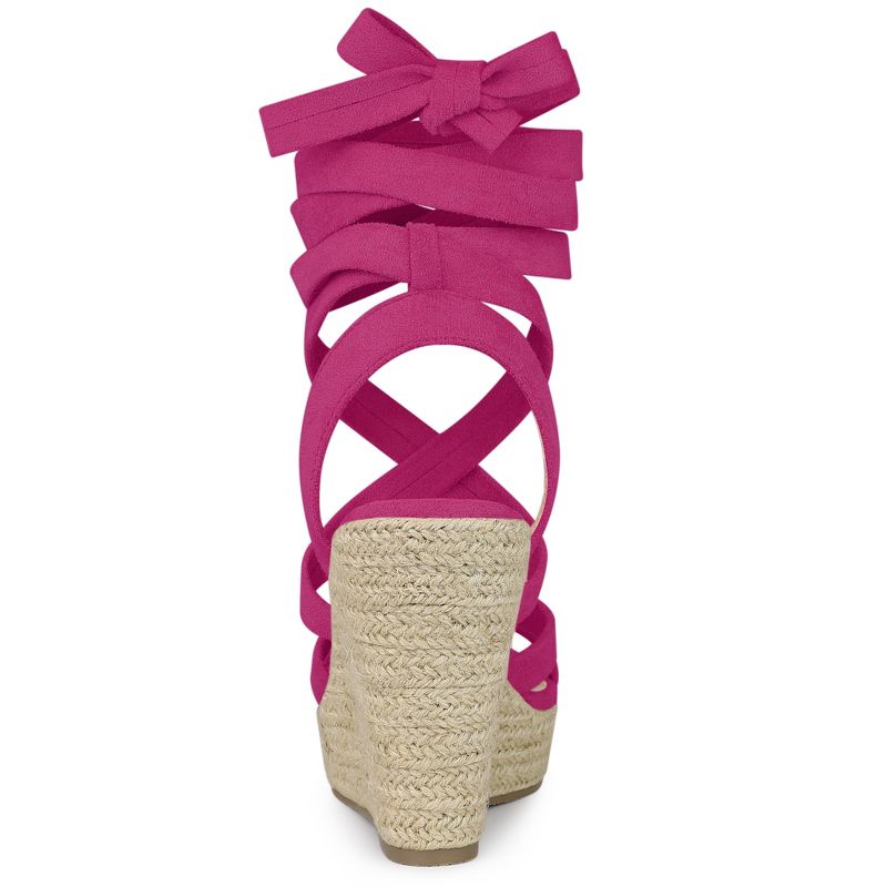 Allegra K Women's Espadrilles Platform Heels Lace Up Wedge Sandals, 3 of 7