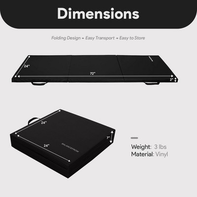 Black High-Density Vinyl 6 Ft x 2 Ft Folding Exercise Mat