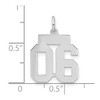 Black Bow Jewelry Sterling Silver, Athletic Collection, Small Polished Number 06 Pendant - 4 of 4