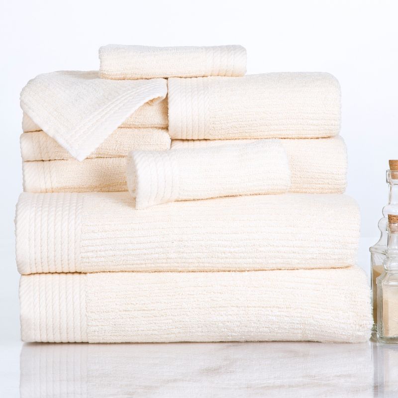 Hastings Home Ribbed Cotton Towel Set - 10-Pcs, Bone, 2 of 6