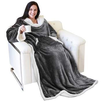 Catalonia Wearable Blanket with Sleeves Arms, Super Soft Warm Comfy Large Fleece Plush Sleeved TV Throws Wrap Robe Blanket for Adult