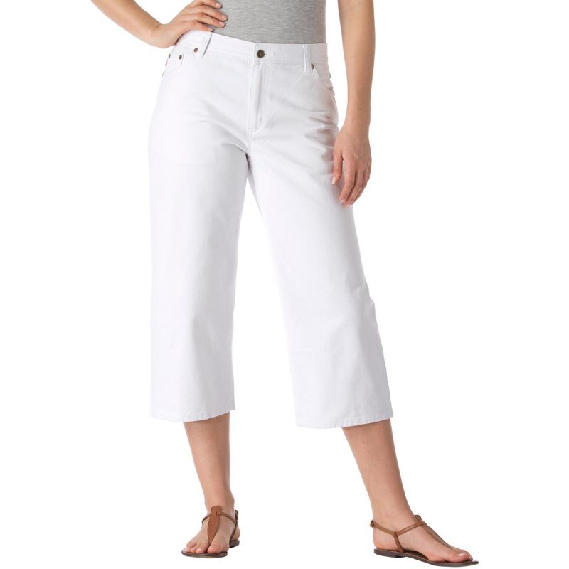 Woman Within Women's Plus Size Perfect 5-Pocket Relaxed Capri With Back Elastic, 1 of 2
