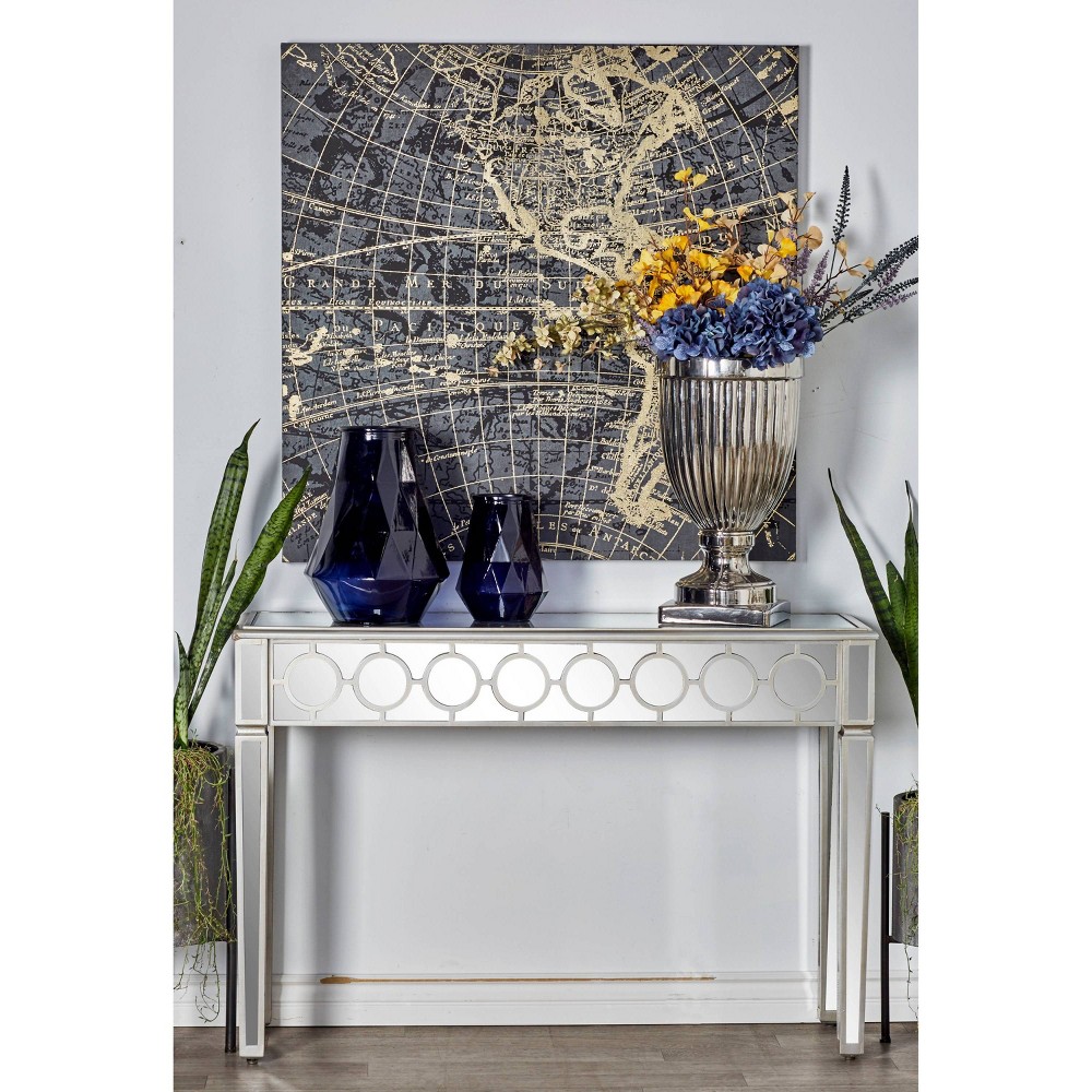 Photos - Coffee Table Glam Mirror and Wood Patterned Console Table Silver - Olivia & May