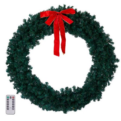 Syemin Wreaths 60" Christmas Wreath Artificial Xmas Wreath DIY Ornaments for Front Door Gate Wall Xmas Party Decorations, Green, 5"*60"*60"