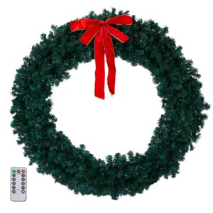 Syemin Wreaths 60" Christmas Wreath Artificial Xmas Wreath DIY Ornaments for Front Door Gate Wall Xmas Party Decorations, Green, 5"*60"*60" - 1 of 4