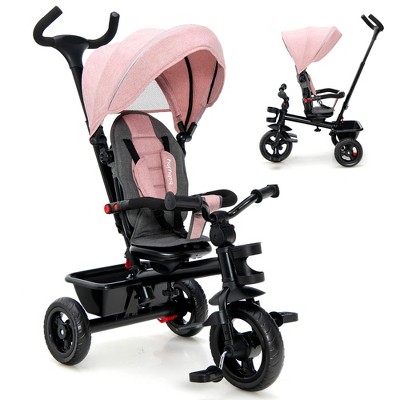 Image of Costway 4-in-1 Baby Tricycle Toddler Trike w/ Convertible Seat Pink