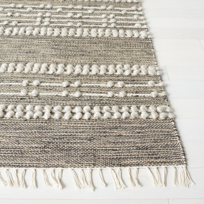 Natural Beige Handwoven Wool and Jute Square Area Rug