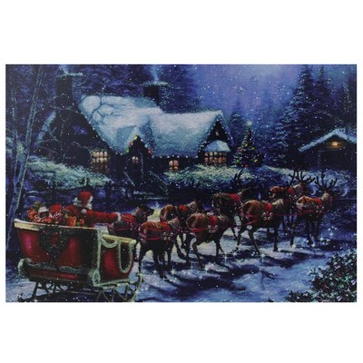 Northlight LED Lighted Santa Claus in Sleigh Christmas Canvas Wall Art 15.75" x 23.5"