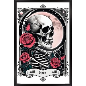 Trends International Tabz Jones - Skull and Roses Tarot Moon Framed Wall Poster Prints - 1 of 4