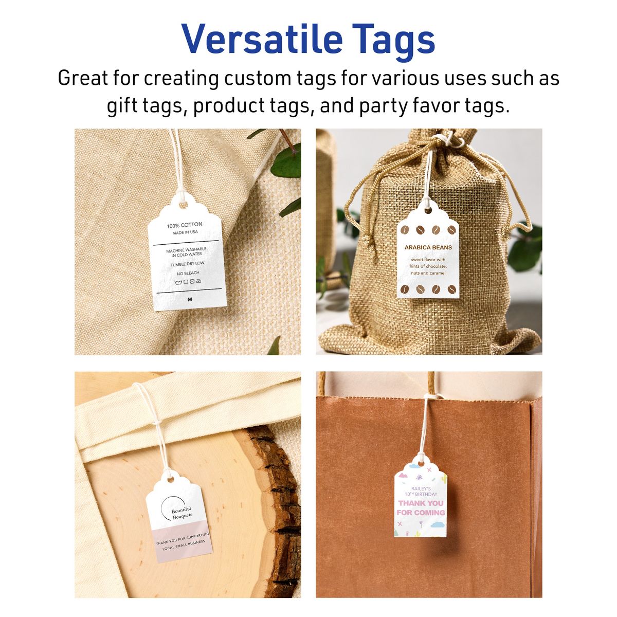2" x 1-1/4" Rectangle Scalloped Edge, Glossy White Printable Tags - thumbnail 3