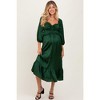 Pinkblush Green Satin Smocked Cinched Bust Maternity Midi Dress - 3 of 4