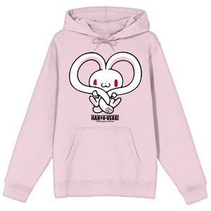 All Purpose Bunny Cute Heart Ears Long Sleeve Cradle Pink Adult Hooded Sweatshirt - 1 of 2