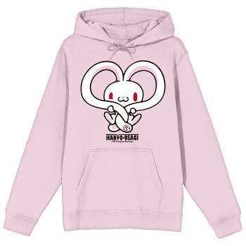 All Purpose Bunny Cute Heart Ears Long Sleeve Cradle Pink Adult Hooded Sweatshirt