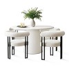 White Dining Set for 4 ,Wood 46" Round Dining Table with Upholstered Boucle Dining Chairs with Metal Legs for Dining Room,Small Space-Tanpinhause - 2 of 4