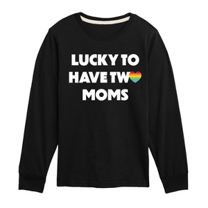 Boys' - Instant Message - Lucky Two Moms Long Sleeve Graphic T-Shirt - 1 of 4