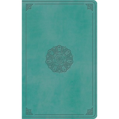 ESV Large Print Value Thinline Bible (Trutone, Turquoise, Emblem Design) - (Leather Bound)