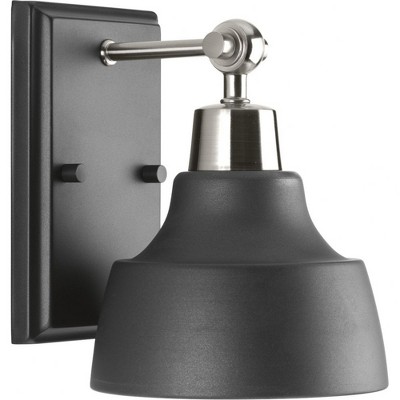 Progress Lighting Bramlett 1-Light Bath & Vanity Wall Light, Brushed Nickel, Metal Reflector Shade