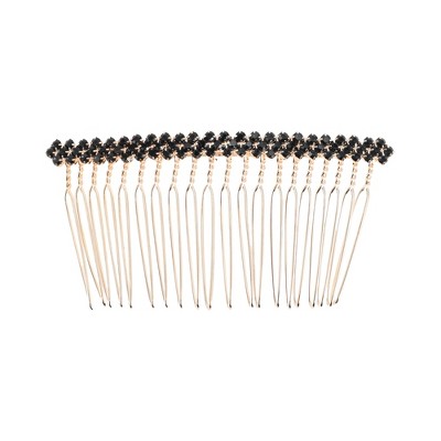 Unique Bargains Women's Durable Rhinestones Hair Comb Insertion Tool Black 1 Pc