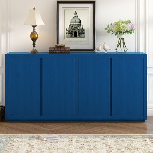 Sideboard Buffet Cabinet With Storage, 4-Door Sideboard Cabinet With Ash Veneer Finish, Adjustable Shelves, Sideboard Cabinet Coffee Bar For Entryway - 1 of 4