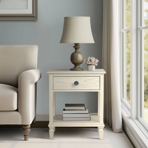 APRILSOUL 19in D x 24in W x 28.5in H Victoria Classic Nightstand, Light Natural Wire-Brush, 1 Drawer and Open Shelf, Bedside Table - 1 of 4