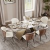 POVISON Modern Luxury Leather Dining Chairs Set of 2, Wingback Accent Chairs, Beige & Brown - 4 of 4