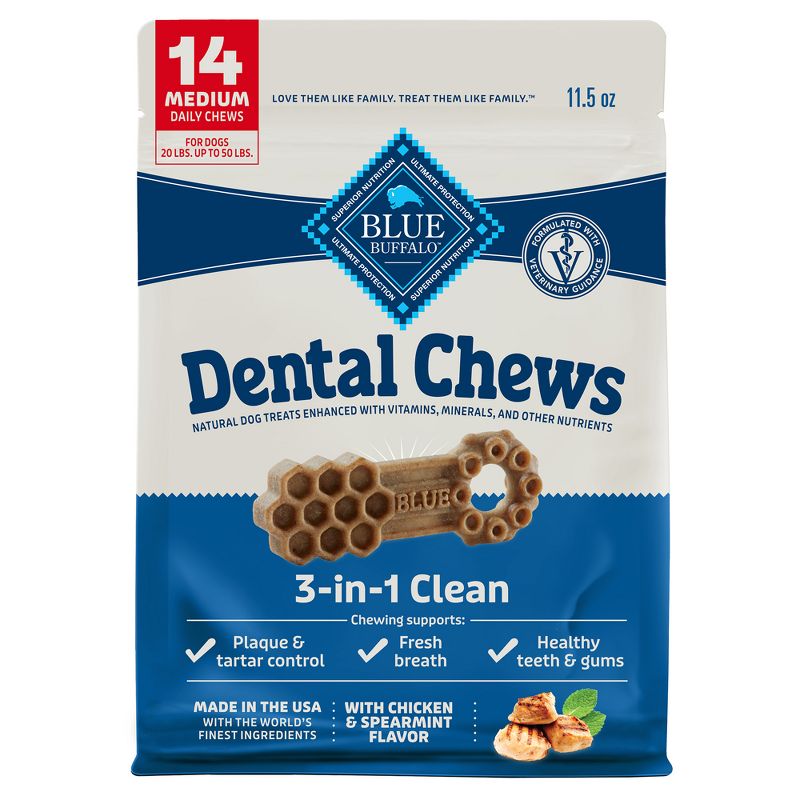 Blue Buffalo Dental Chew Medium Flavored Dog Treat - 11.5oz, 1 of 11