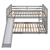 Full Over Full Bunk Bed with Ladder with Slide, Gray - 2 of 4