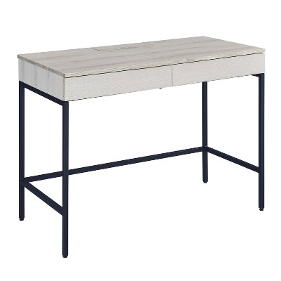Vynxaria Black Writing Desk 2 Drawers Modern Two-Tone Design for Home Offices