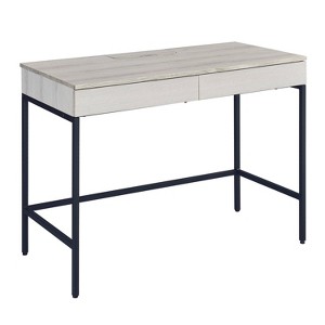 Vynxaria Black Writing Desk 2 Drawers Modern Two-Tone Design for Home Offices - 1 of 4