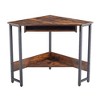Triangle Computer Desk, Corner Desk With Smooth Keyboard Tray, Storage Shelves, Dressing Table, Modern Compact Writing Workstation - 2 of 4
