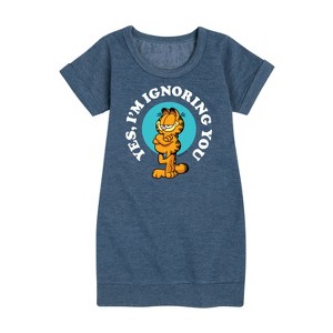 - Garfield - Ignoring You Graphic Short Sleeve Fleece Dress - 1 of 4