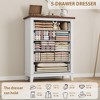 5 Dresser for Bedroom,Freestanding Wooden Closet Chest for Bedroom, Living Room，Tall Vertical Drawer Dresser with Large Storage, - 4 of 4