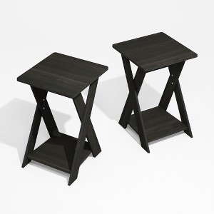 Furinno Modern Simplistic Criss-Crossed End Table, Black Espresso, Set of 2 - 1 of 1