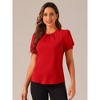 Allegra K Women's Ruched Sleeve Pleated Front Round Neck Blouse - 4 of 4