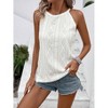 Tank Top for Women Loose Fit Sleeveless Halter Tops Soft Breathable Tops Casual Round Neck Eyelet Summer Textured Cami Shirts Blouse - 3 of 4