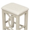 Table With Upholstered Stools USB Port Practical Height Dining Room Table Set With 2 Bar Stools For Small Apartment - 2 of 4