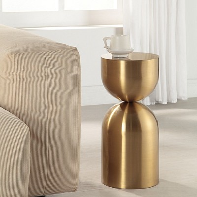 Golden Round Metal Contemporary Accent Table
