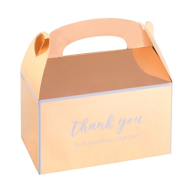 Sparkle and Bash 24 Pack Rose Gold Thank You Party Favor Gable Gift Boxes for Wedding, Birthday Party, 6.25 x 3.5 x 3.5 In, 5 of 9