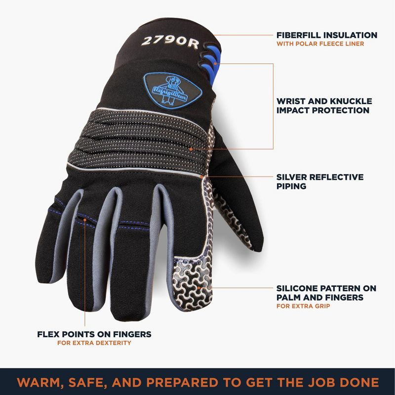 RefrigiWear Insulated ArcticFit Max Gloves with Polar Fleece Liner Impact Protection and Silicone Grip, 3 of 7