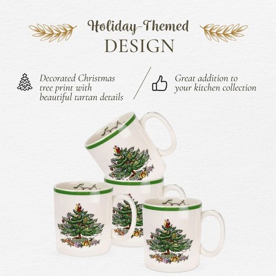 Spode Christmas Tree Tartan Porcelain 16-Piece Dinnerware Set