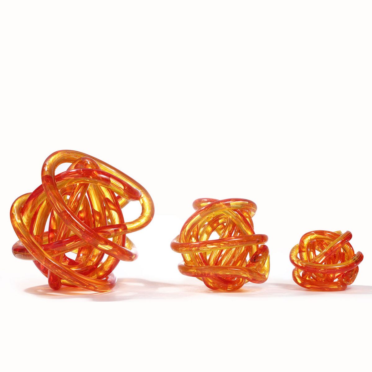Luxury Lane Hand Blown Orange Infinity Knot Sommerso Art Orbit Glass Ball - thumbnail 5
