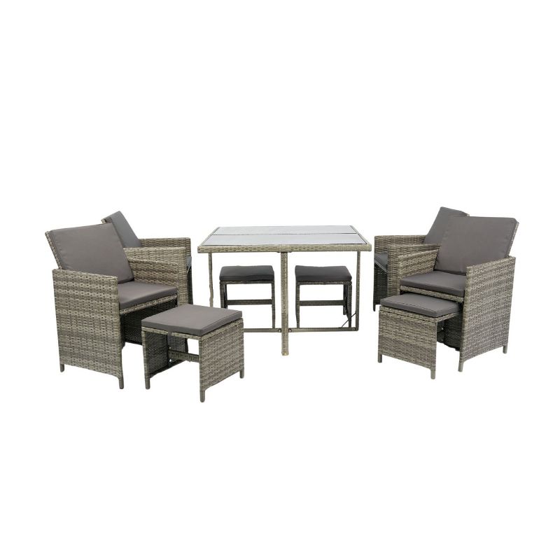 Isabel 6-Piece All-Weather PE Wicker Patio Dining Set, Outdoor Furniture with Big Size Table - Maison Boucle, 3 of 9