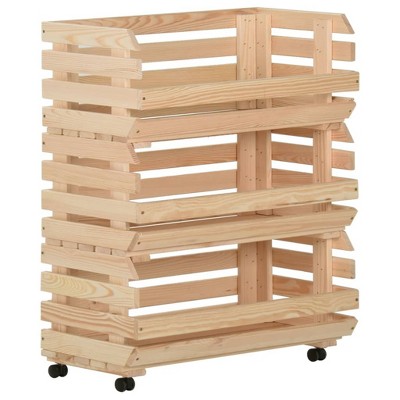 vidaXL Vegetable Trolley 30.3 in.x11.8 in.x31.5 in. Solid Wood Pine